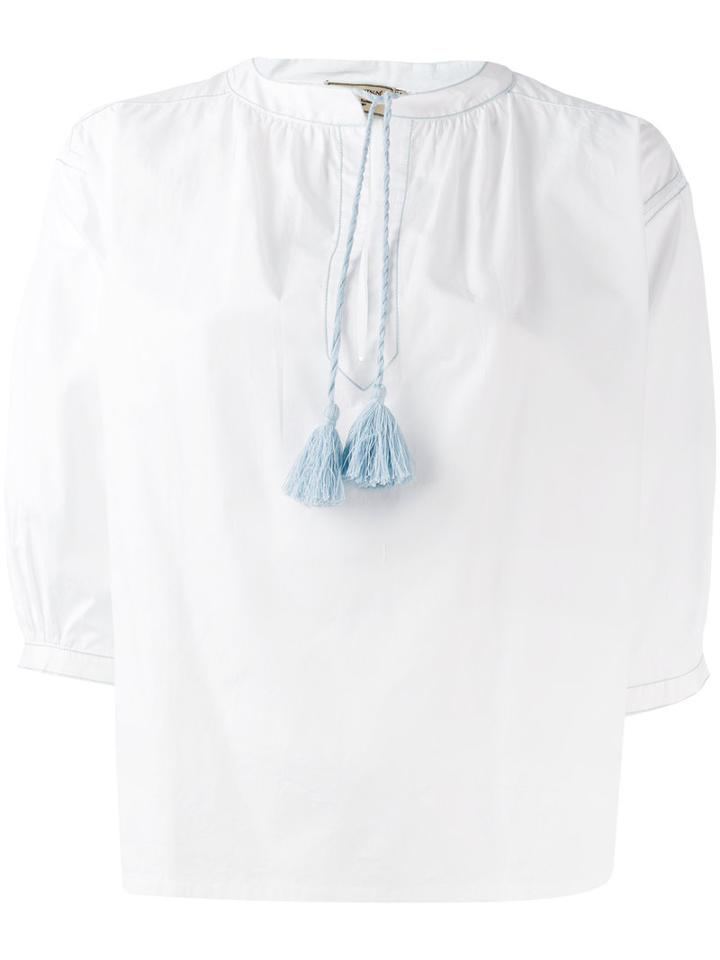 Maison Kitsuné Tassel Blouse, Women's, Size: 36, White, Cotton