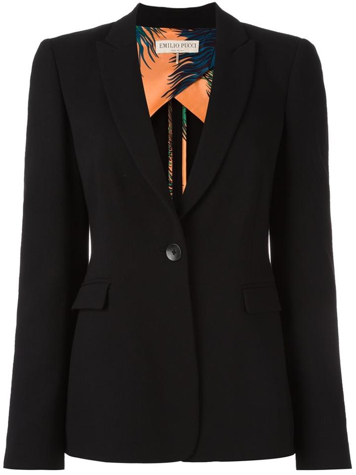 Emilio Pucci Classic Blazer, Women's, Size: 44, Black, Spandex/elastane/acetate/viscose/virgin Wool