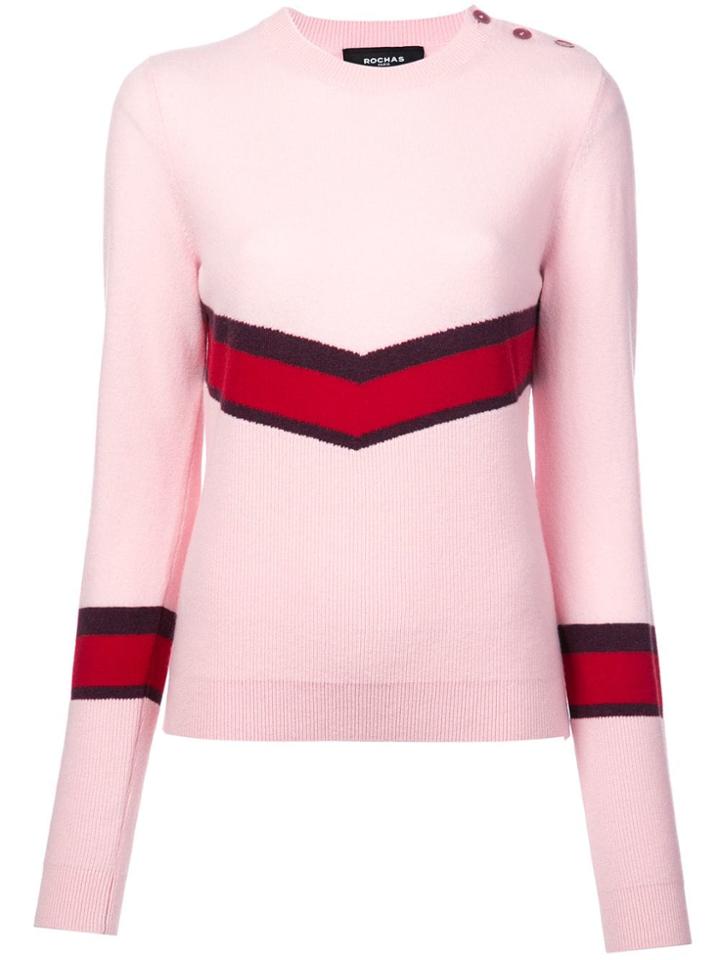 Rochas Chevron Detail Sweater - Pink & Purple