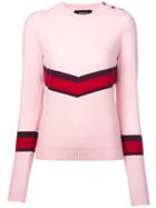 Rochas Chevron Detail Sweater - Pink & Purple