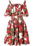 Dolce & Gabbana Floral Ruffle Dress - Red