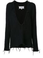 Maison Margiela Deep V-neck Knitted Jumper, Women's, Size: Large, Black, Alpaca