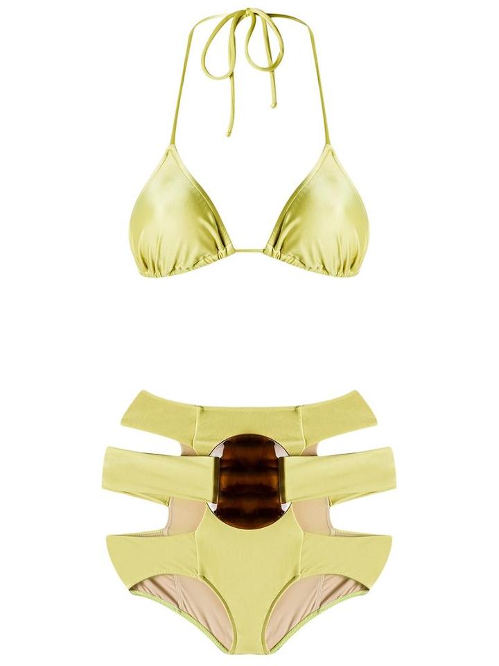 Adriana Degreas - Triangle Bikini Set - Women - Polyamide/spandex/elastane - G, Green, Polyamide/spandex/elastane