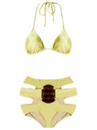 Adriana Degreas - Triangle Bikini Set - Women - Polyamide/spandex/elastane - G, Green, Polyamide/spandex/elastane