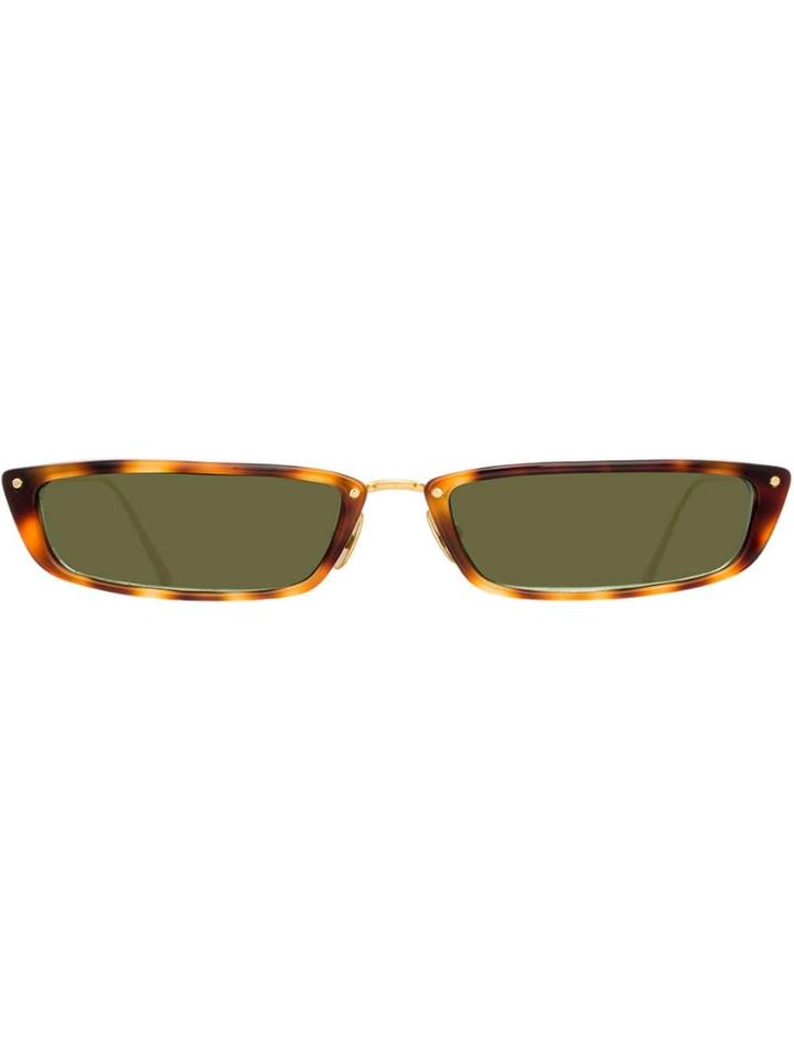 Linda Farrow Wide Rectangle Frame Sunglasses - Brown
