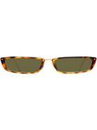 Linda Farrow Wide Rectangle Frame Sunglasses - Brown