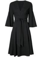 Josie Natori V-neck Tie Wrap Dress - Black