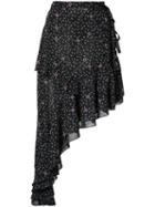 Sandy Liang 'floral Make Love' Asymmetric Skirt, Women's, Size: 36, Black, Polyester