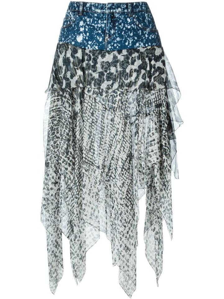 Faith Connexion Denim Waistband Asymmetric Skirt - Blue