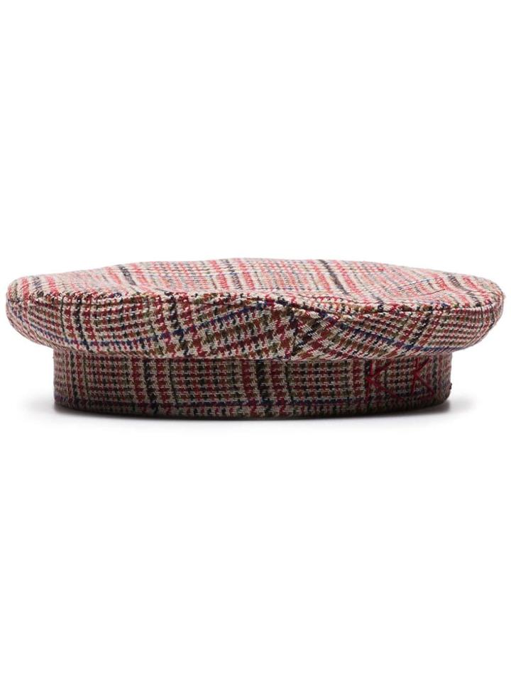 Ruslan Baginskiy Multicoloured Checked Wool Monogrammed Beret