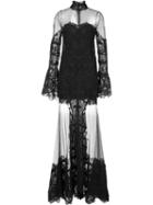 Jonathan Simkhai Flared Sheer Dress, Women's, Size: 0, Black, Polyamide