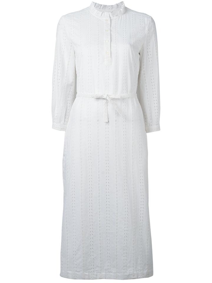 A.p.c. Perforated Shirt Dress, Women's, Size: 38, White, Cotton/viscose