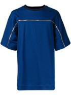 Juun.j Zip Detail T-shirt, Men's, Size: 46, Blue, Cotton/polyester/polyurethane