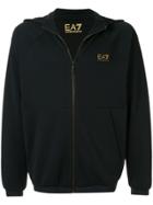 Ea7 Emporio Armani Woven Logo Hoody - Blue