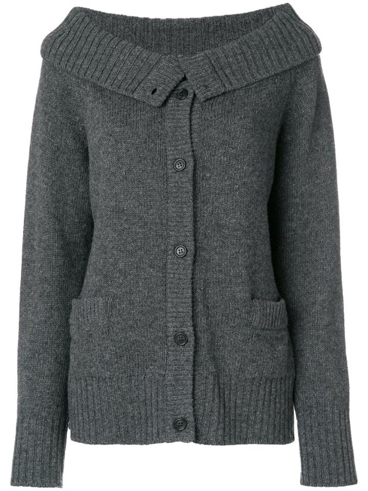 Prada Open Collar Chunky Cardigan - Grey