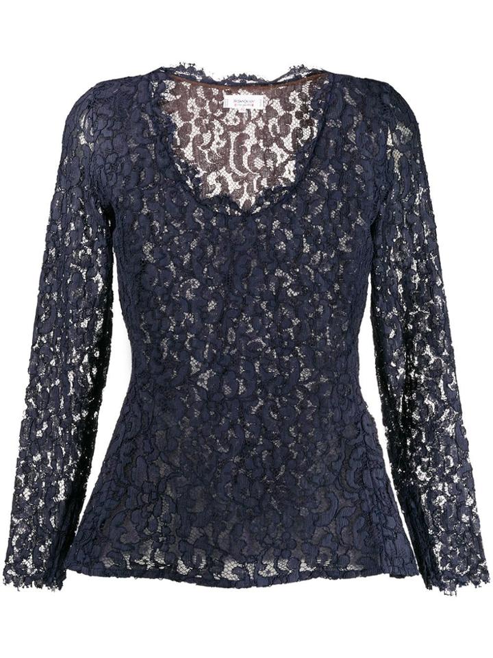 Yves Saint Laurent Vintage 1990's Lace Peplum Top - Blue