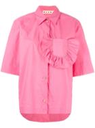 Marni Ruffle Pocket Shirt, Women's, Size: 40, Pink/purple, Cotton