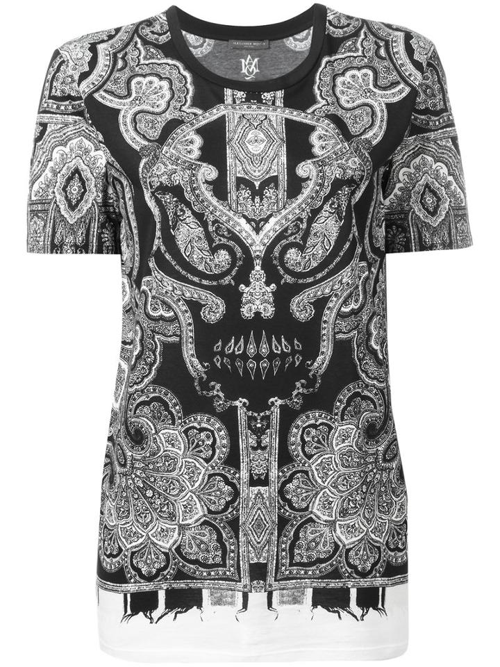 Alexander Mcqueen Engineered Paisley T-shirt, Women's, Size: 38, Black, Cotton