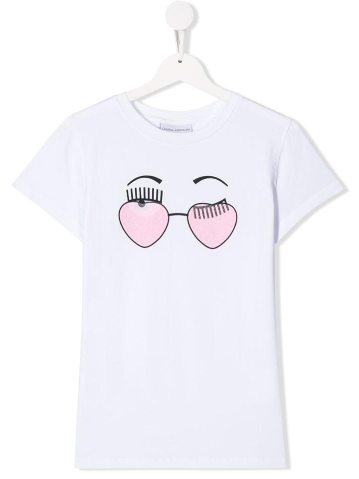 Chiara Ferragni Kids Flirting Print T-shirt - White