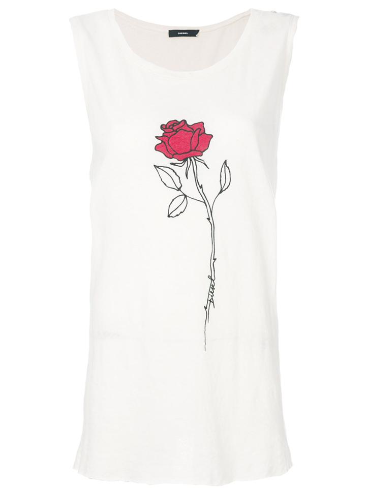 Diesel Rose Print Tank - Nude & Neutrals