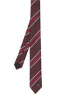 Burberry Slim Cut Striped Silk Jacquard Tie - Red