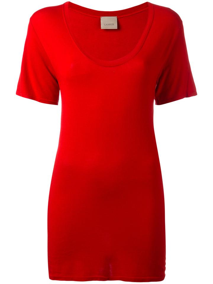 Laneus Fitted T-shirt, Women's, Size: Medium, Red, Viscose/polyamide