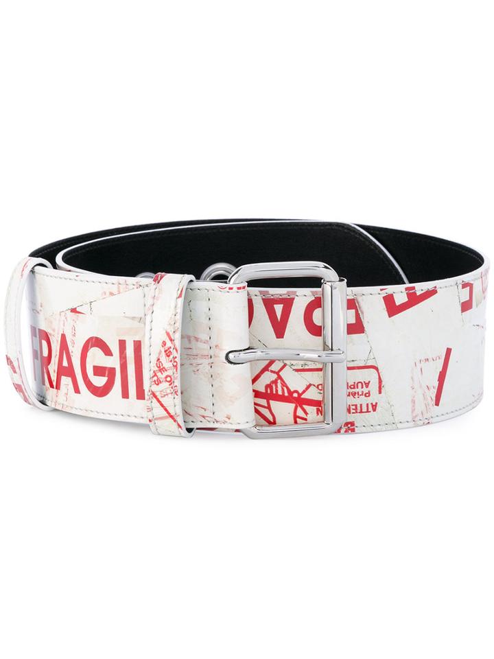 Mm6 Maison Margiela - Printed Faux Leather Belt - Women - Polyurethane/viscose/aluminium/copper - M, White, Polyurethane/viscose/aluminium/copper
