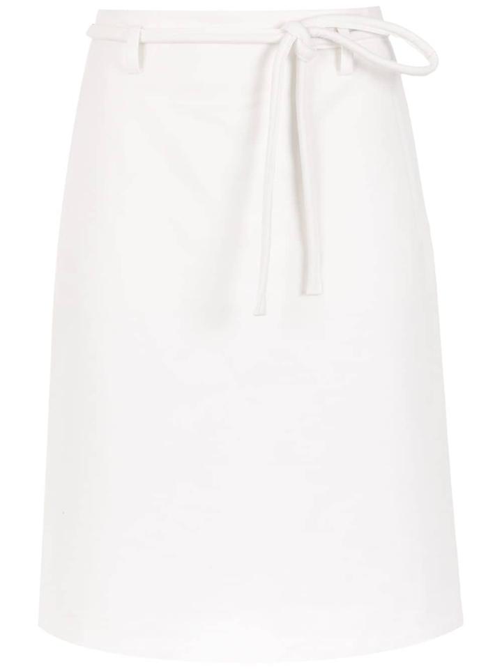 Egrey Straight Skirt With Lace Up Detail - White