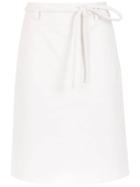 Egrey Straight Skirt With Lace Up Detail - White