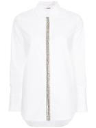 Adam Lippes Cotton Menswear Shirt With Crystal Embroidery - White