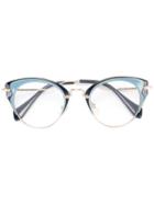 Miu Miu Eyewear - Cat Eye Glasses - Women - Acetate/metal - 48, Blue, Acetate/metal