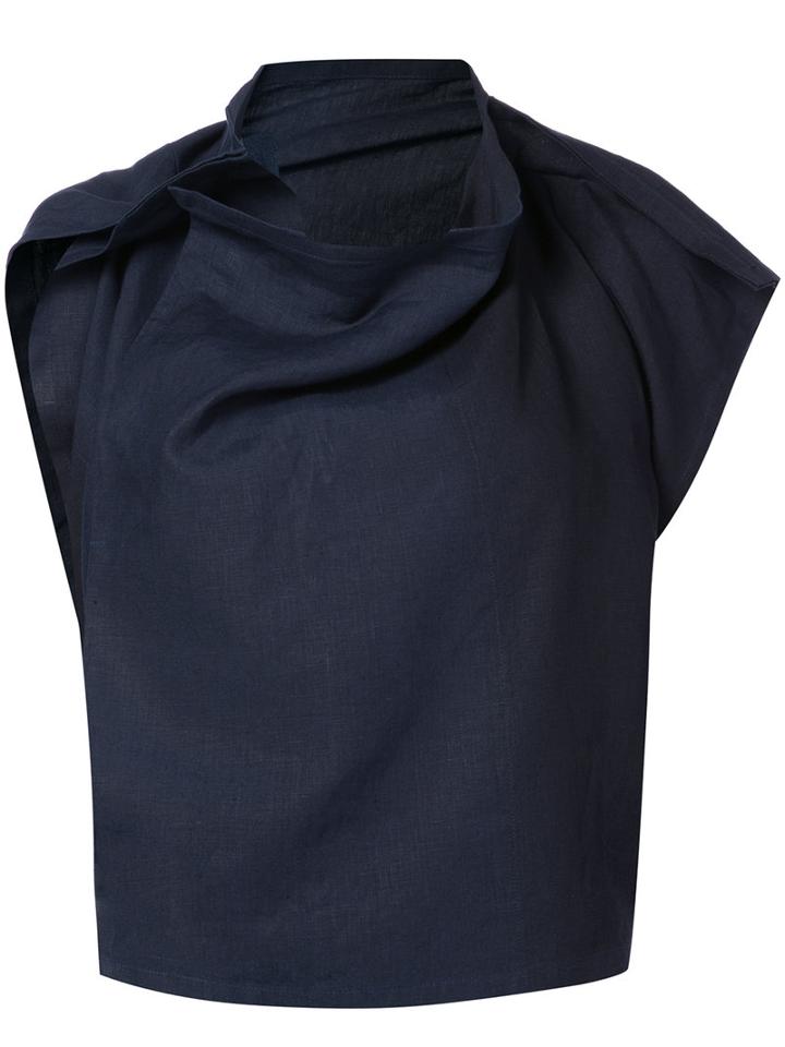 132 5. Issey Miyake - Geometric Blouse - Women - Linen/flax - 3, Grey, Linen/flax