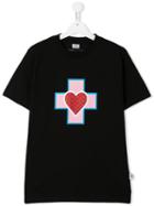 Gcds Kids Teen Heart And Cross Print T-shirt - Black