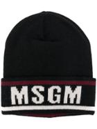 Msgm Logo Beanie Hat - Black