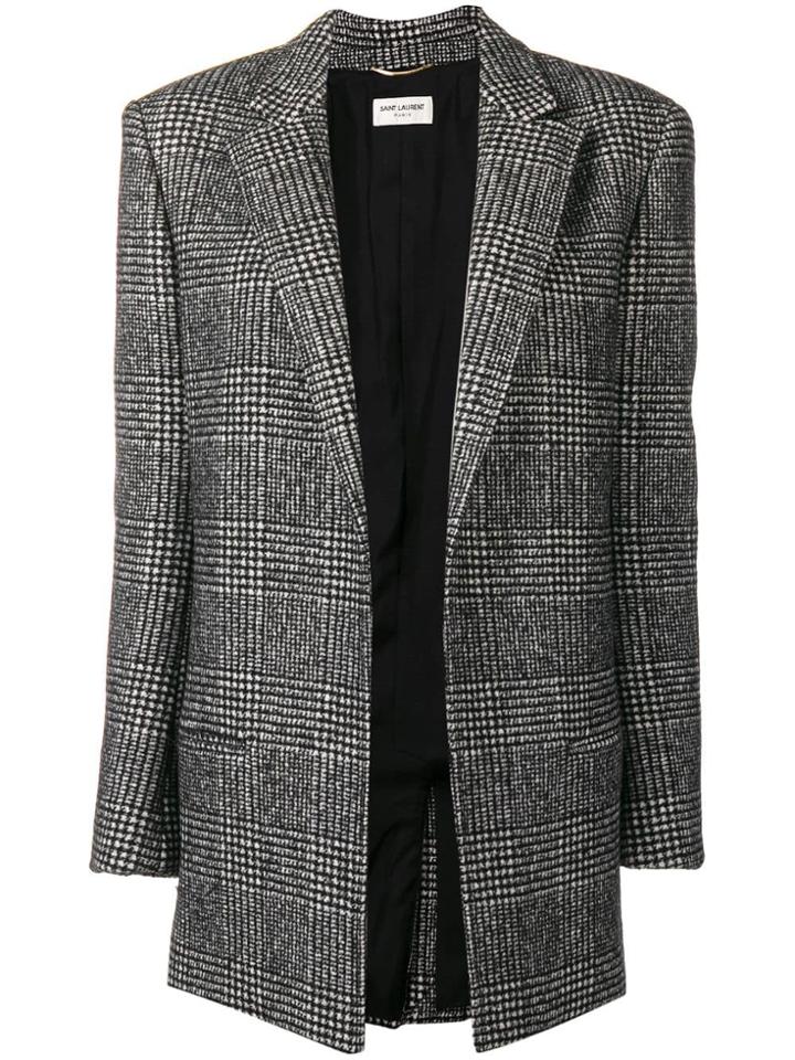 Saint Laurent Plaid Fitted Blazer - Black