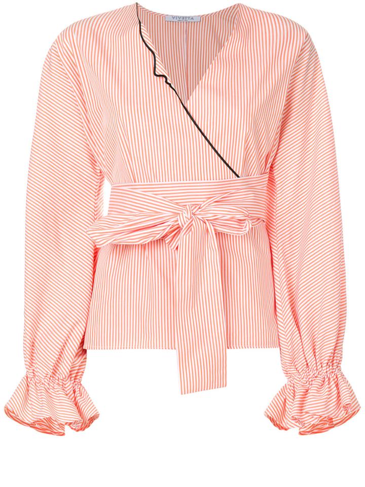 Vivetta Striped Wrap Front Blouse - Yellow & Orange
