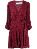 Iro Leopard Print Wrap Dress - Red