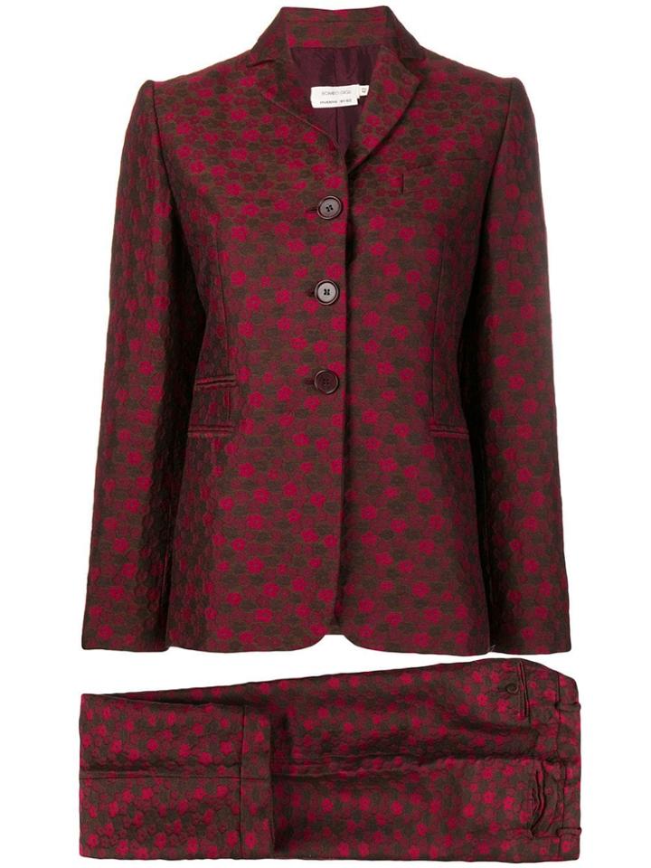 Romeo Gigli Vintage Jacquard Flowers Two-piece Suit - Brown