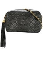 Chanel Vintage Fringe Cc Shoulder Bag - Black