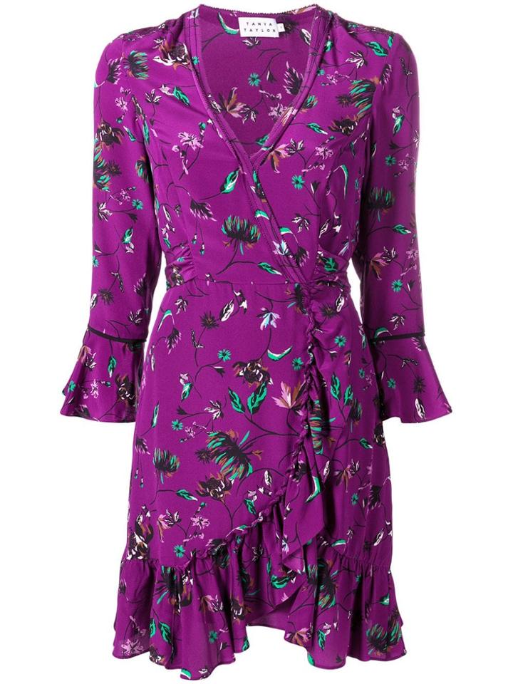 Tanya Taylor Silk Wrap Dress - Purple