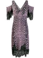 Mcq Alexander Mcqueen Cold-shoulder Animal-print Dress - Black