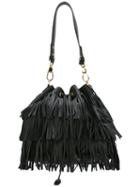 L'autre Chose Fringed Shoulder Bag, Women's, Black, Leather