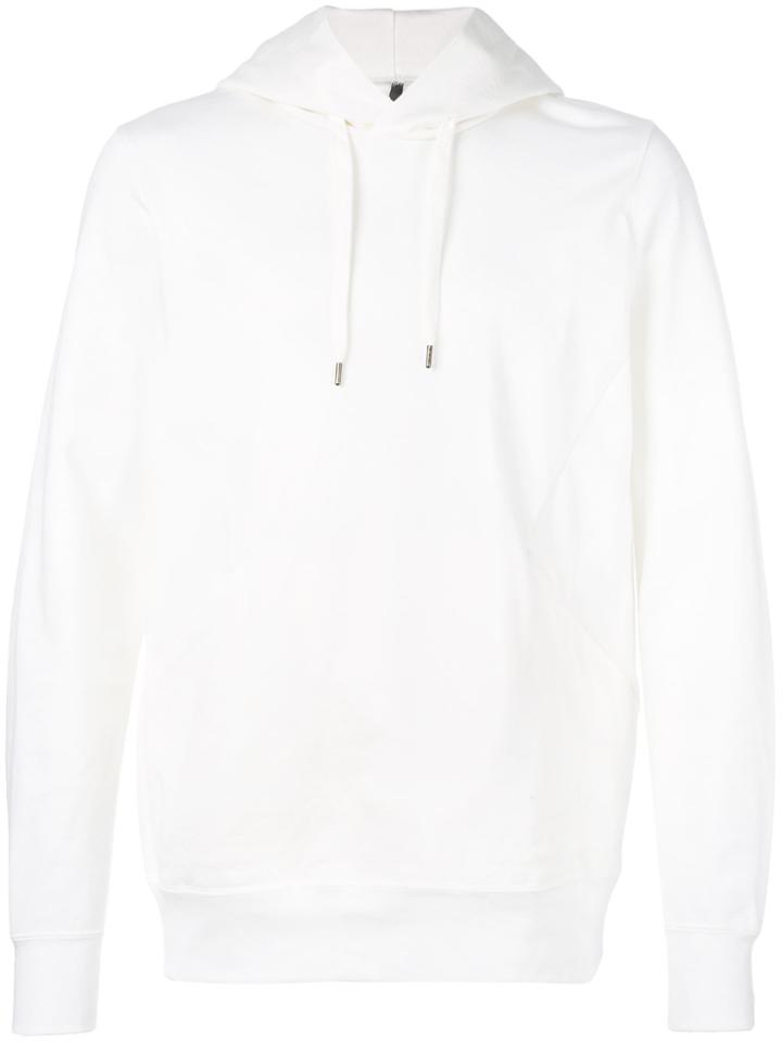 Attachment Logo Print Hoodie - White