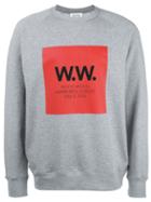 Wood Wood Logo Print Sweatshirt, Men's, Size: Large, Grey, Cotton