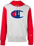 Champion Logo Patch Hoodie, Men's, Size: Large, Blue, Cotton/polyester