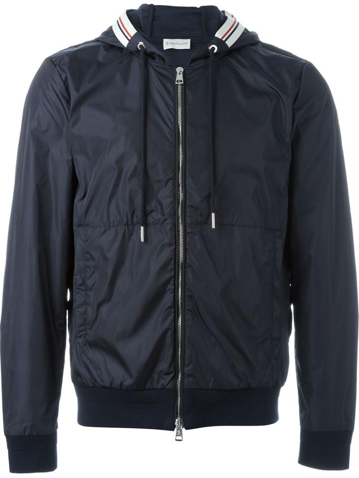 Moncler Hooded Windbreaker, Men's, Size: L, Blue, Polyamide/cotton