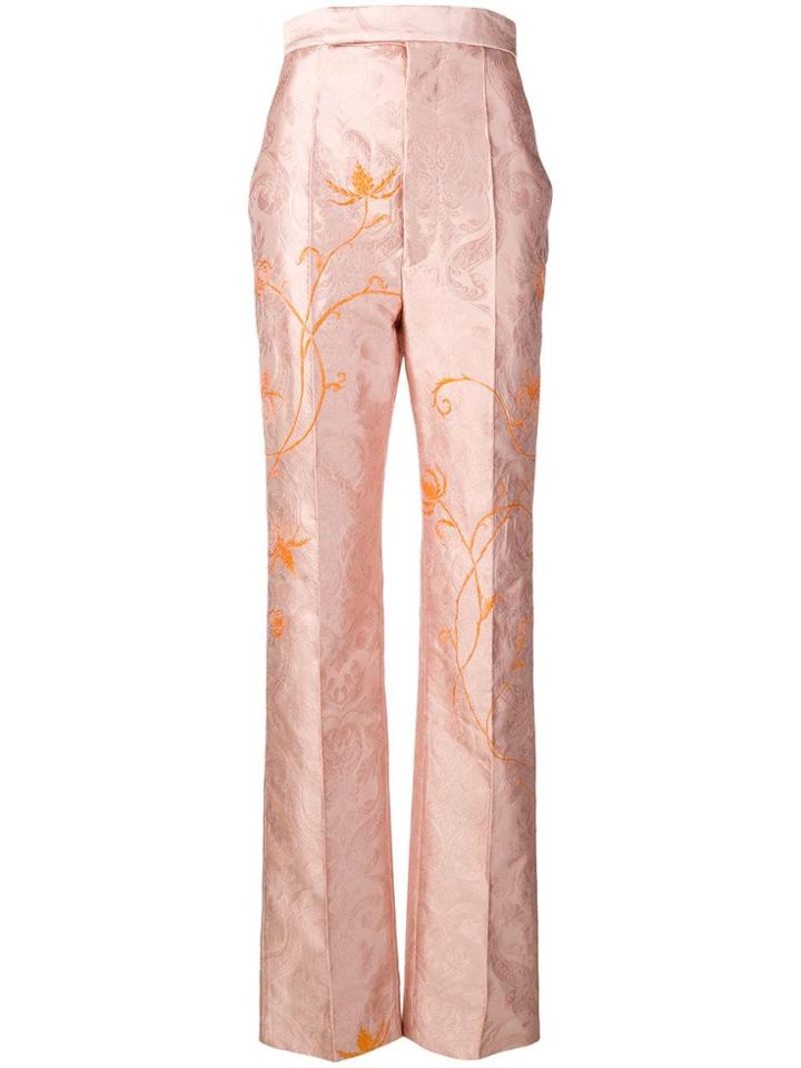 Haider Ackermann Floral-embroidered Jacquard Trousers - Pink