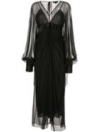 Lee Mathews Eve V-neck Long Sleeve Dress - Black