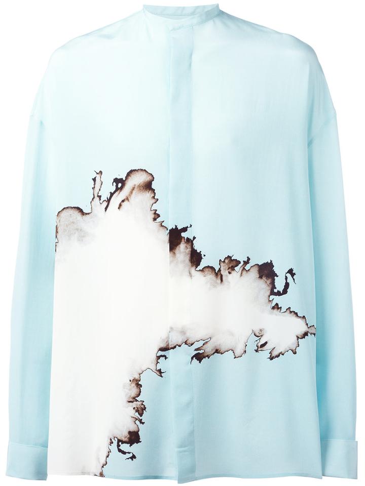Haider Ackermann Blurry Print Shirt, Size: Small, Blue, Silk
