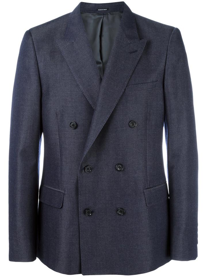Alexander Mcqueen Double Breasted Jacket, Men's, Size: 52, Blue, Wool/mohair/viscose